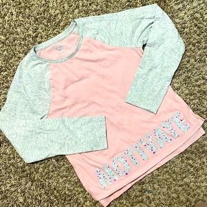 Athletic Works Long sleeve baseball tshirt pink gray MOTIVATE girls 10-12 large